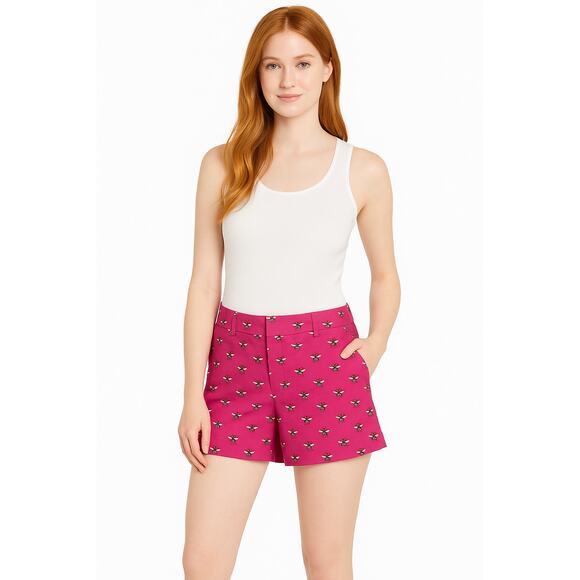 Banana Republic Hot Pink Hampton Fit Shorts Bee Print Size 6 - Picture 1 of 4